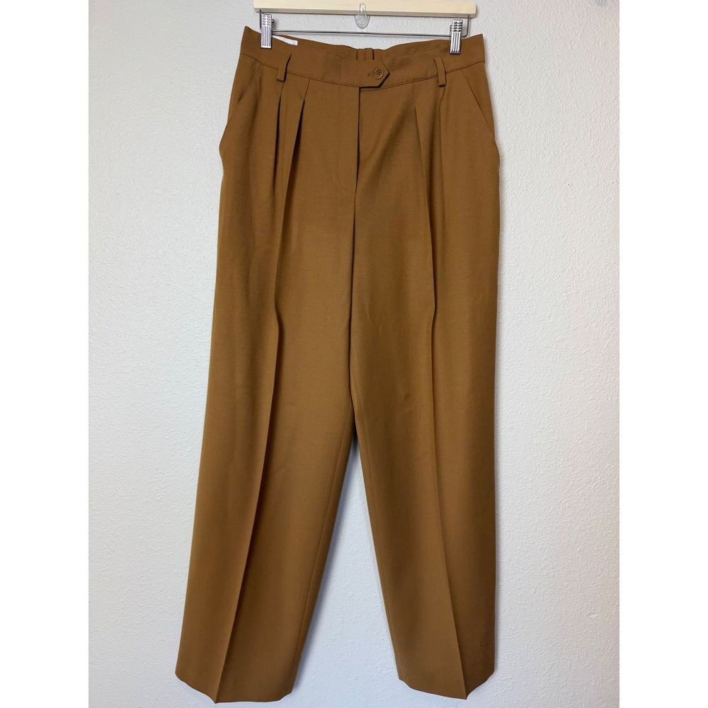 Vintage Escada Margaretha Ley Camel Brown pure wool Pleated Trousers S. 42 US 12